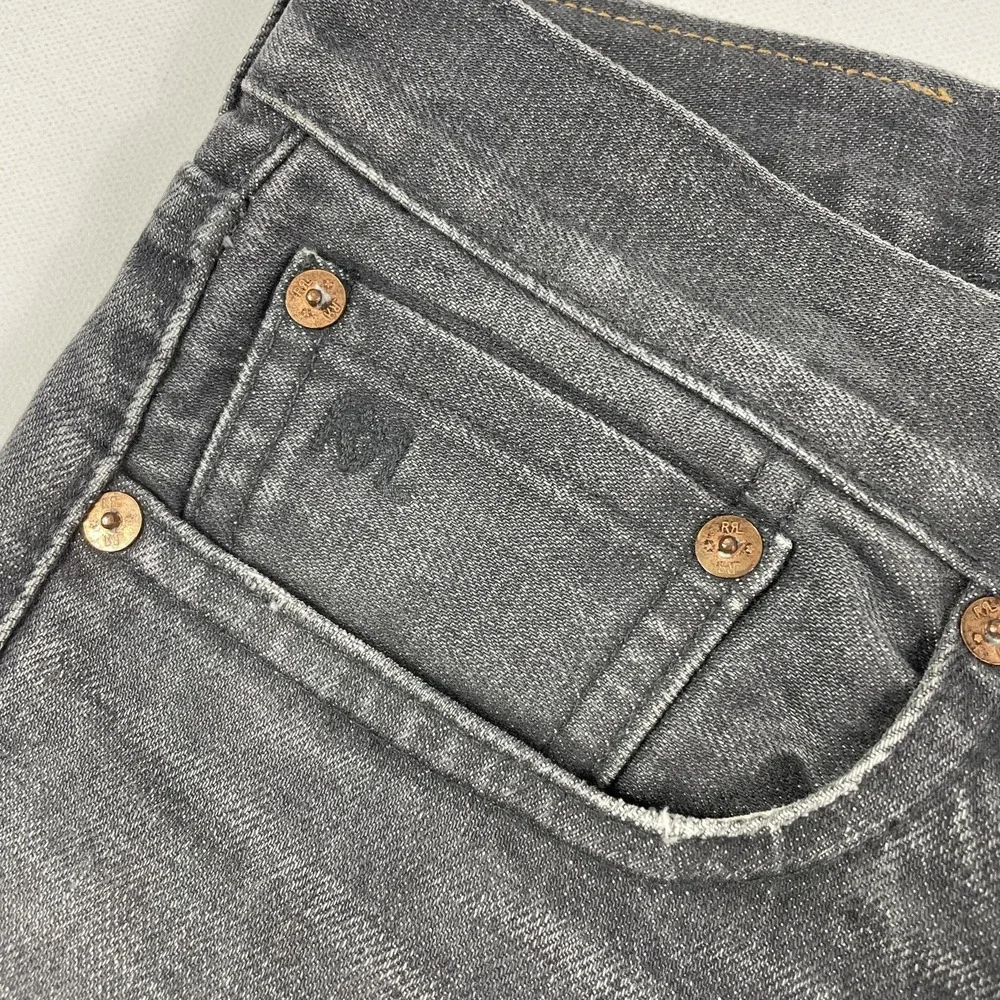 RRL Double RL Slim Fit Jeans Mens 30x26 Gray Medium Wash Japanese Selvedge Denim